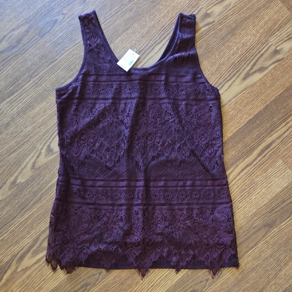 Maurices Purple Lace Tank Top Sleeveless